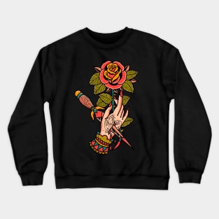 knife stabbing in hand Crewneck Sweatshirt